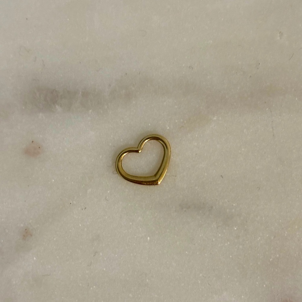 14k Solid Gold Heart-Shaped Charm for Hoop or Pendant Necklace